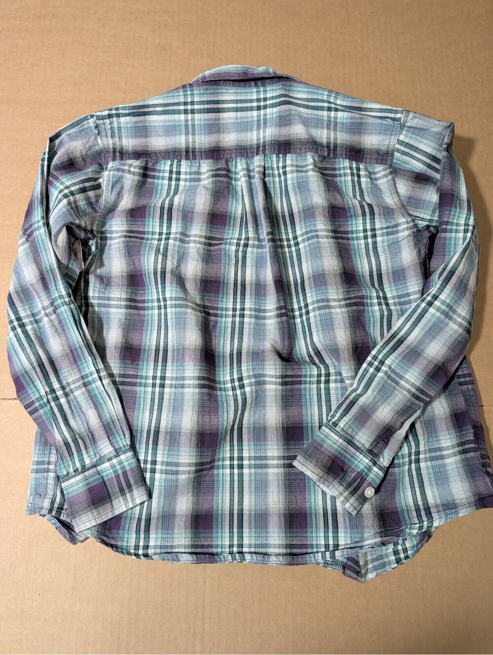Cinch 10 Youth Kids Teal & Purple Plaid Button-Up Long Sleeve Cowboy Shirt Cinch